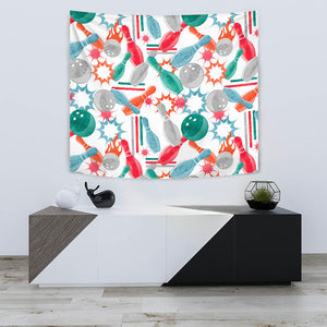 Watercolor Bowling Pattern Wall Tapestry