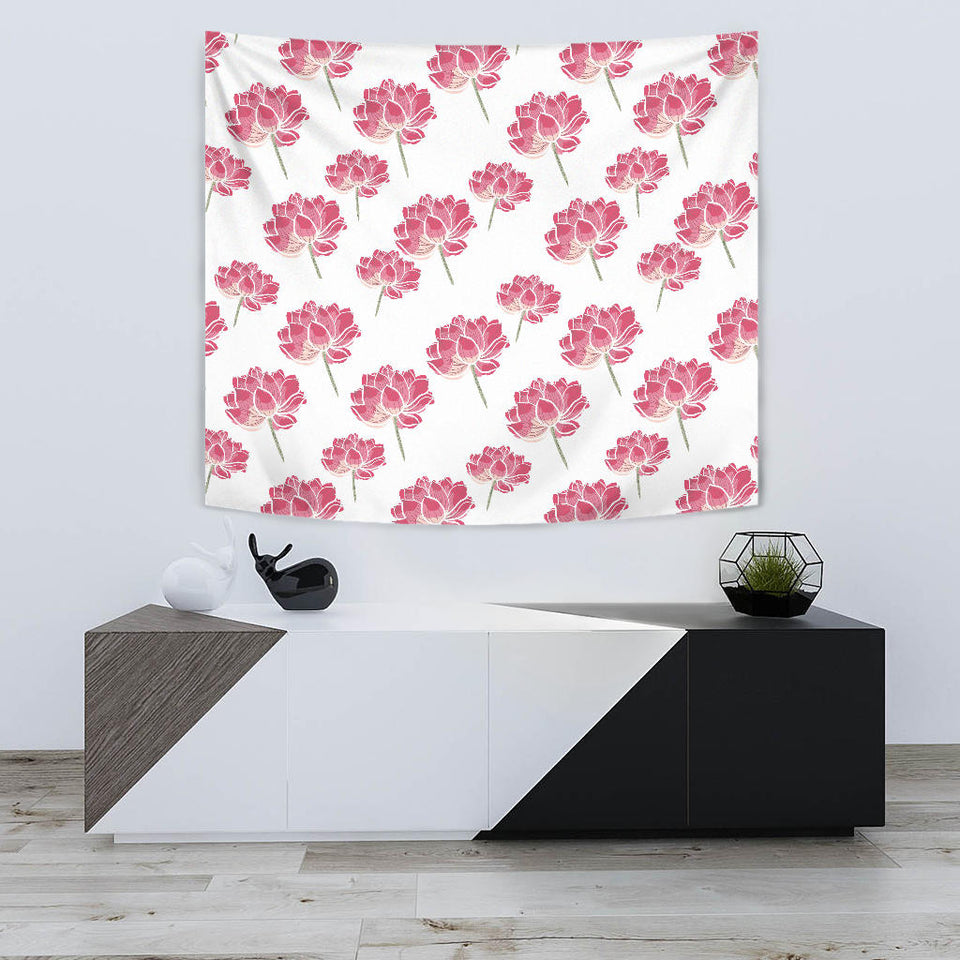 Pink Lotus Waterlily Pattern Wall Tapestry