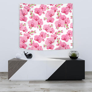 Pink Purple Orchid Pattern Background Wall Tapestry