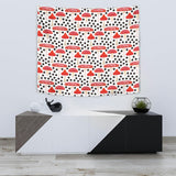 Red Mushroom Dot Pattern Wall Tapestry