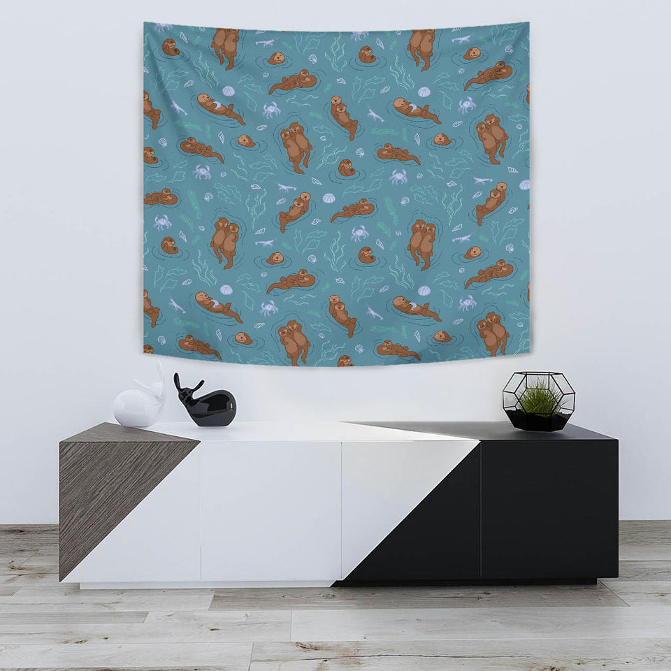 Sea Otters Pattern Wall Tapestry