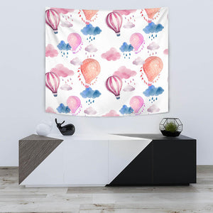 Watercolor Air Balloon Cloud Pattern Wall Tapestry