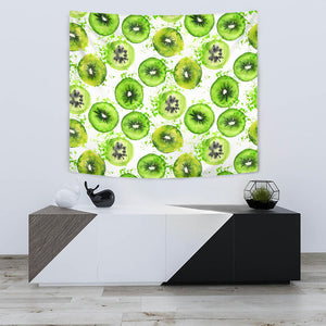 Watercolor Kiwi Pattern Wall Tapestry