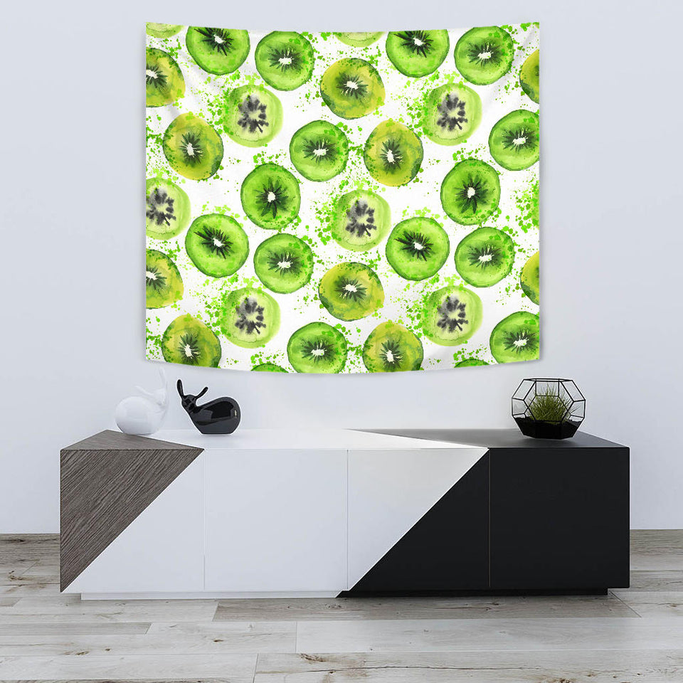 Watercolor Kiwi Pattern Wall Tapestry