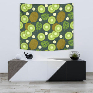 Whole Sliced Kiwi Leave And Flower Wall Tapestry