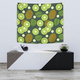 Whole Sliced Kiwi Leave And Flower Wall Tapestry