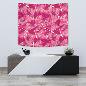 Beautiful Dragonfly Pink Background Wall Tapestry