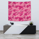 Beautiful Dragonfly Pink Background Wall Tapestry