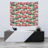 Beautiful Flamingo Tropical Palm Leaves Hibiscus Pateern Background Wall Tapestry