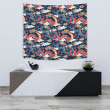 Blue Red Dragon Cloud Pattern Wall Tapestry