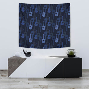 Blue Theme Guitar Pattern Wall Tapestry