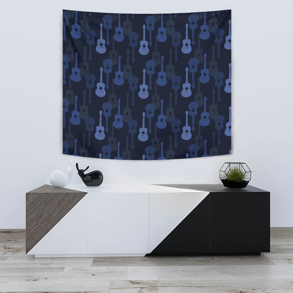 Blue Theme Guitar Pattern Wall Tapestry