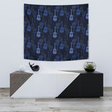 Blue Theme Guitar Pattern Wall Tapestry