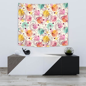 Clock Butterfly Pattern Wall Tapestry
