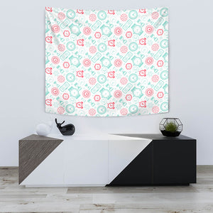 Clock Time Pattern Blackground Wall Tapestry