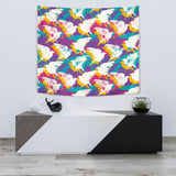 Colorful Crow Illustration Pattern Wall Tapestry