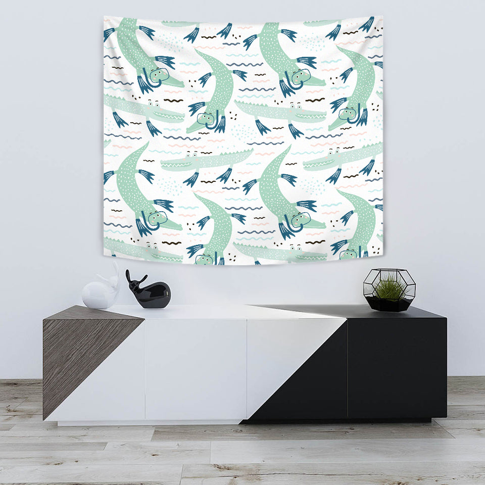 Crocodile Diver Pattern Wall Tapestry