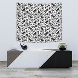 Crow Dark Floral Pattern Wall Tapestry