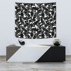Crow Illustration Pattern Wall Tapestry