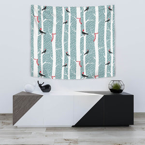 Crows Christmas Hat Scarf Wall Tapestry