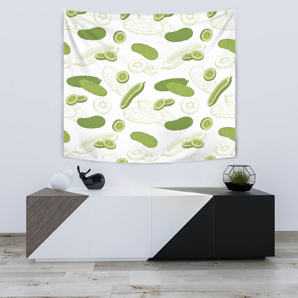 Cucumber Sketch Pattern Wall Tapestry