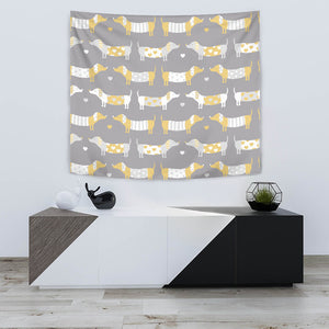 Cute Dachshund Dog Pattern Wall Tapestry