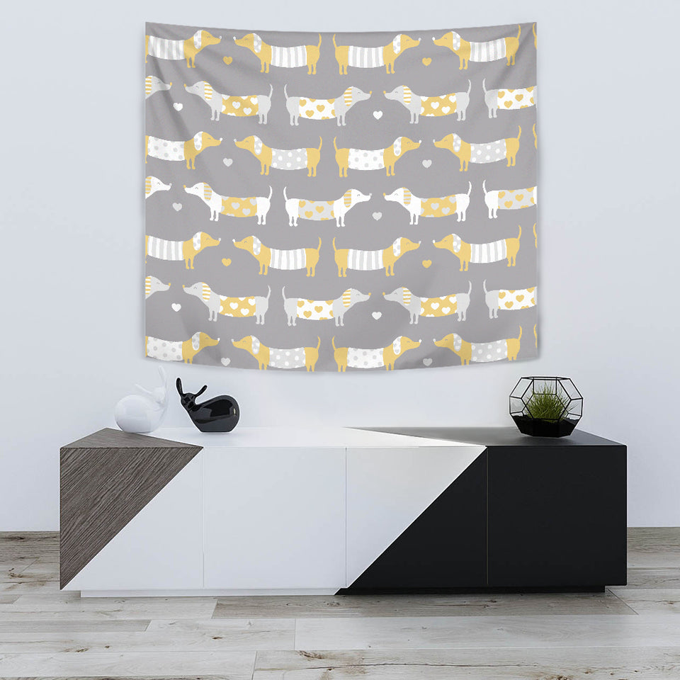 Cute Dachshund Dog Pattern Wall Tapestry