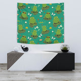 Cute Frog Dragonfly Design Pattern Wall Tapestry