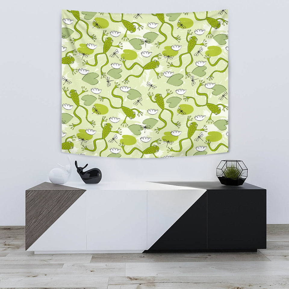 Cute Frog Dragonfly Pattern Wall Tapestry