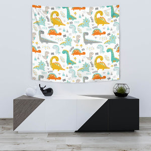 Cute Funny Kids Dinosaurs Pattern Wall Tapestry