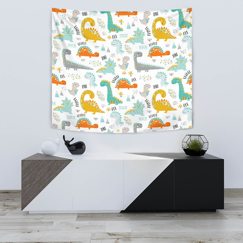 Cute Funny Kids Dinosaurs Pattern Wall Tapestry