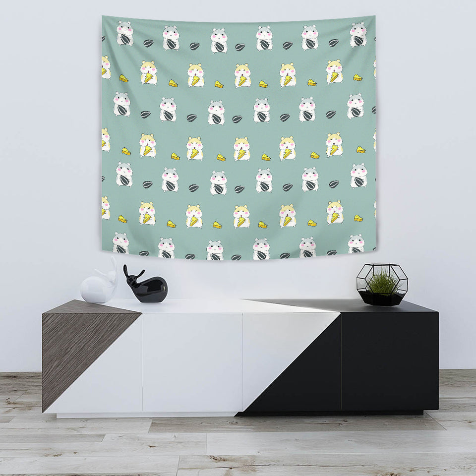 Cute Hamster Cheese Pattern Wall Tapestry