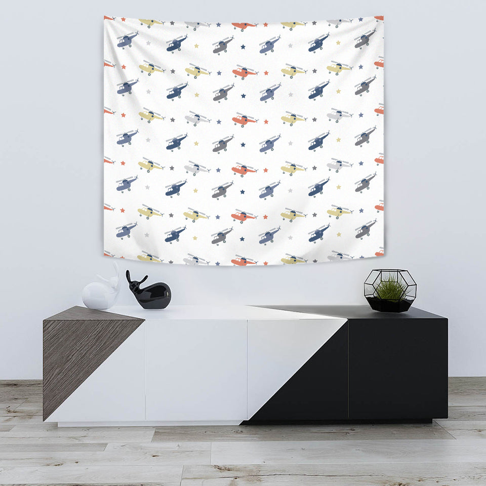 Cute Helicopter Star Pattern Wall Tapestry