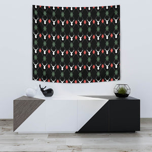 Deer Christmas New Year Pattern Argyle Wall Tapestry