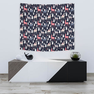 Deers Winter Christmas Pattern Wall Tapestry