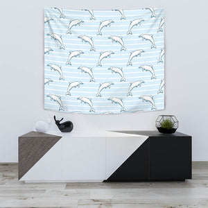 Dolphin Blue Striped Background Wall Tapestry