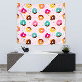 Donut Pattern Glaze Pink Background Wall Tapestry