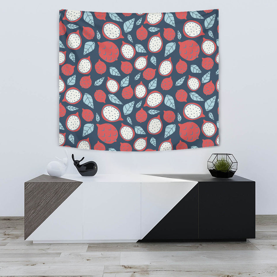 Dragon Fruits Dark Blue Background Wall Tapestry