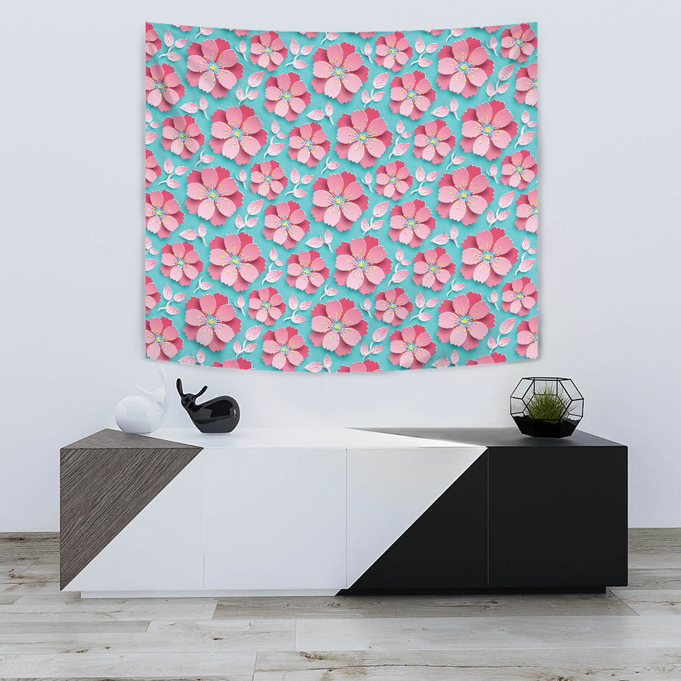 3D Sakura Cherry Blossom Pattern Wall Tapestry