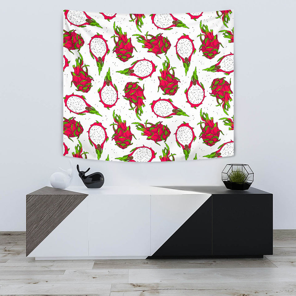 Dragon Fruits White Background Wall Tapestry