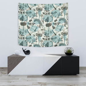 Dragonfly Butterfly Plants Insect Flower Vintage Style Pattern Wall Tapestry