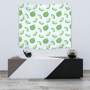 Durian Pattern Blue Background Wall Tapestry
