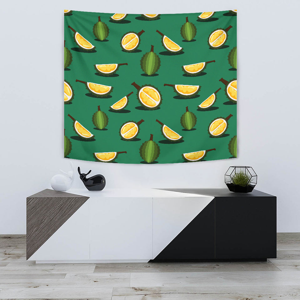 Durian Pattern Green Background Wall Tapestry