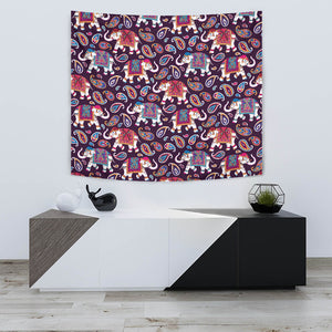 Elephant Indian Style Ornament Pattern Wall Tapestry