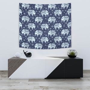 Elephant Tribal Design Pattern Wall Tapestry