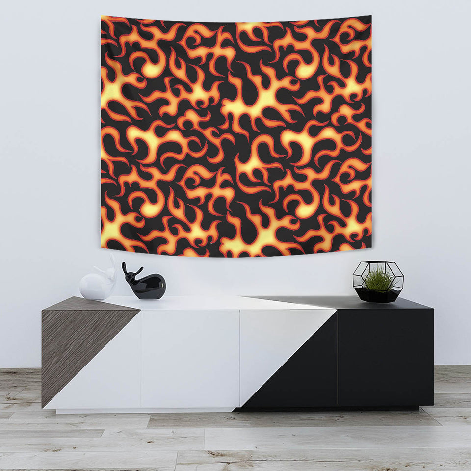 Fire Flame Dark Pattern Wall Tapestry