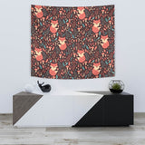 Fox Leaves Mushroom Pattern Wall Tapestry