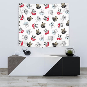 French Bulldog Cup Paw Pattern Wall Tapestry