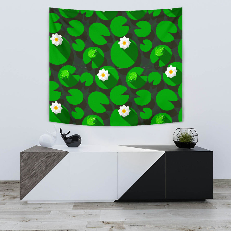 Frog Waterlily Pattern Wall Tapestry