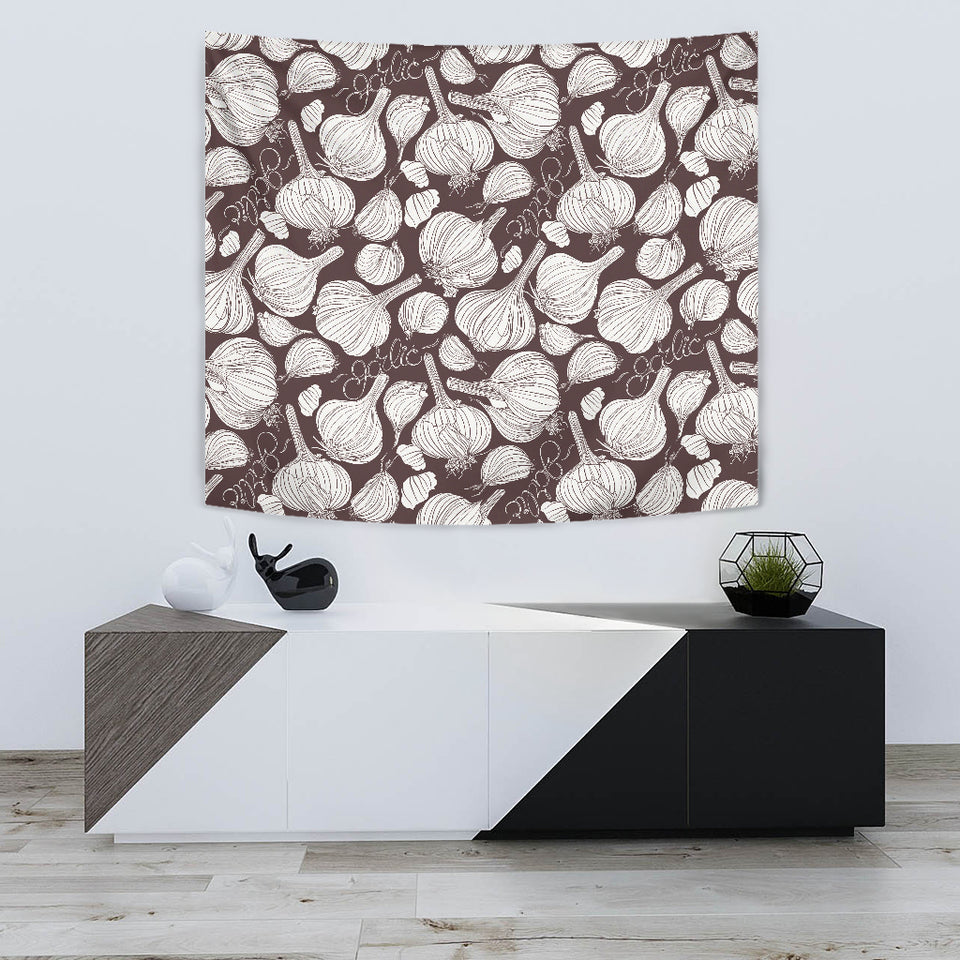 Garlic Bulb Dark Background Wall Tapestry
